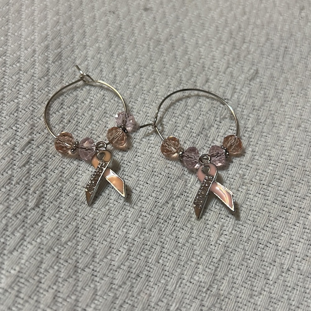 Breast Cancer Ribbon “Survivor” Pink Crystal Wine Charms
